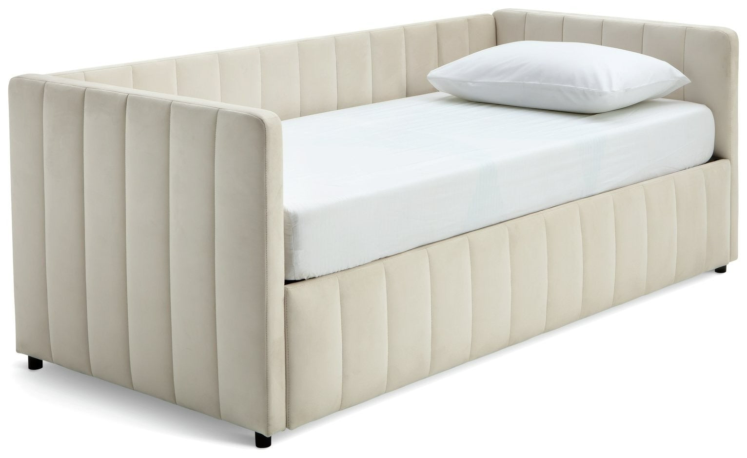 Home Pandora Velvet Trundle Day Bed - Cream | Practical Guest Setup