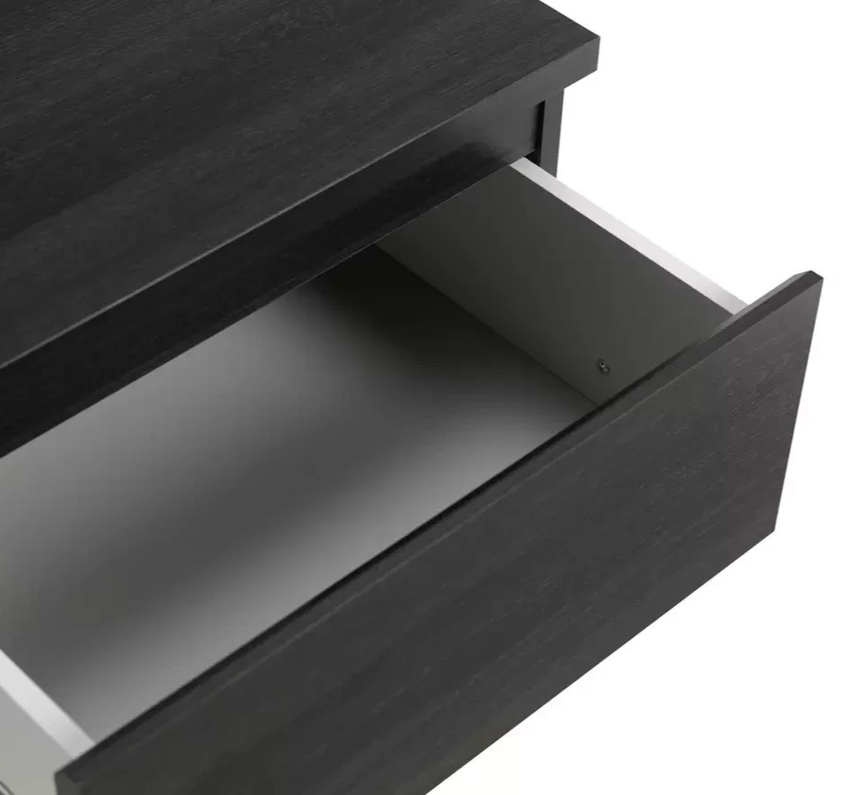 Home Jenson 2 Drawer Bedside Table Black Oak Effect | Bedroom Storage Nightstand