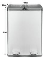 55 Litre 2 Compartment Recycling Bin - Steel