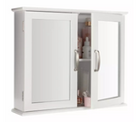 Tongue & Groove 2 Door Mirrored Cabinet White | Bathroom Storage Cabinet Furnitu
