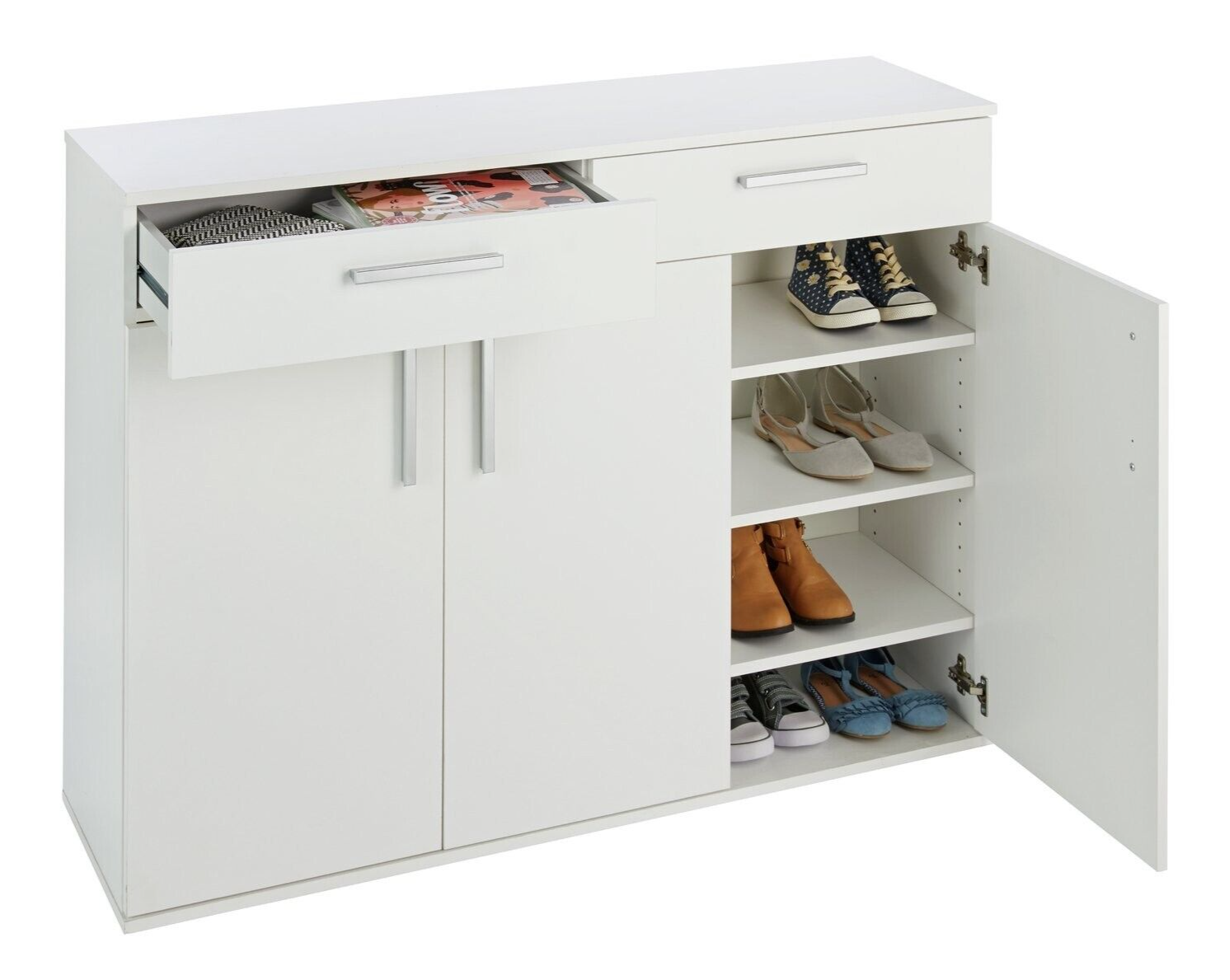 Venetia Large 3 Door 2 Drawer Shoe Cabinet -White