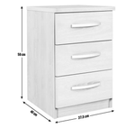 Hallingford 3 Drawer Bedside Table -White Gloss