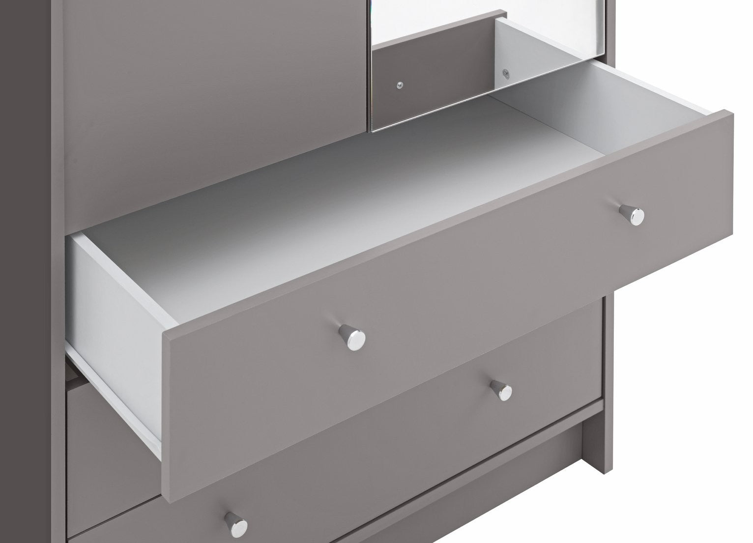 Home Malibu 2 Door 3 Drawer Mirror Wardrobe - Grey | mirrored wardrobe