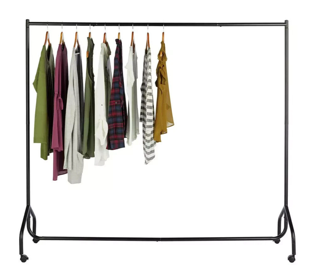 Heavy Duty 6ft Wide Clothes Rail - Black | Strong Garment Hanging Stand Storage