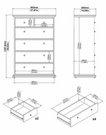 Tvilum Paris 6 Drawer Chest - White (B Grade)