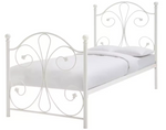 Home Marietta Single Metal Bed Frame White | Modern Bedroom Bed Frame Furniture