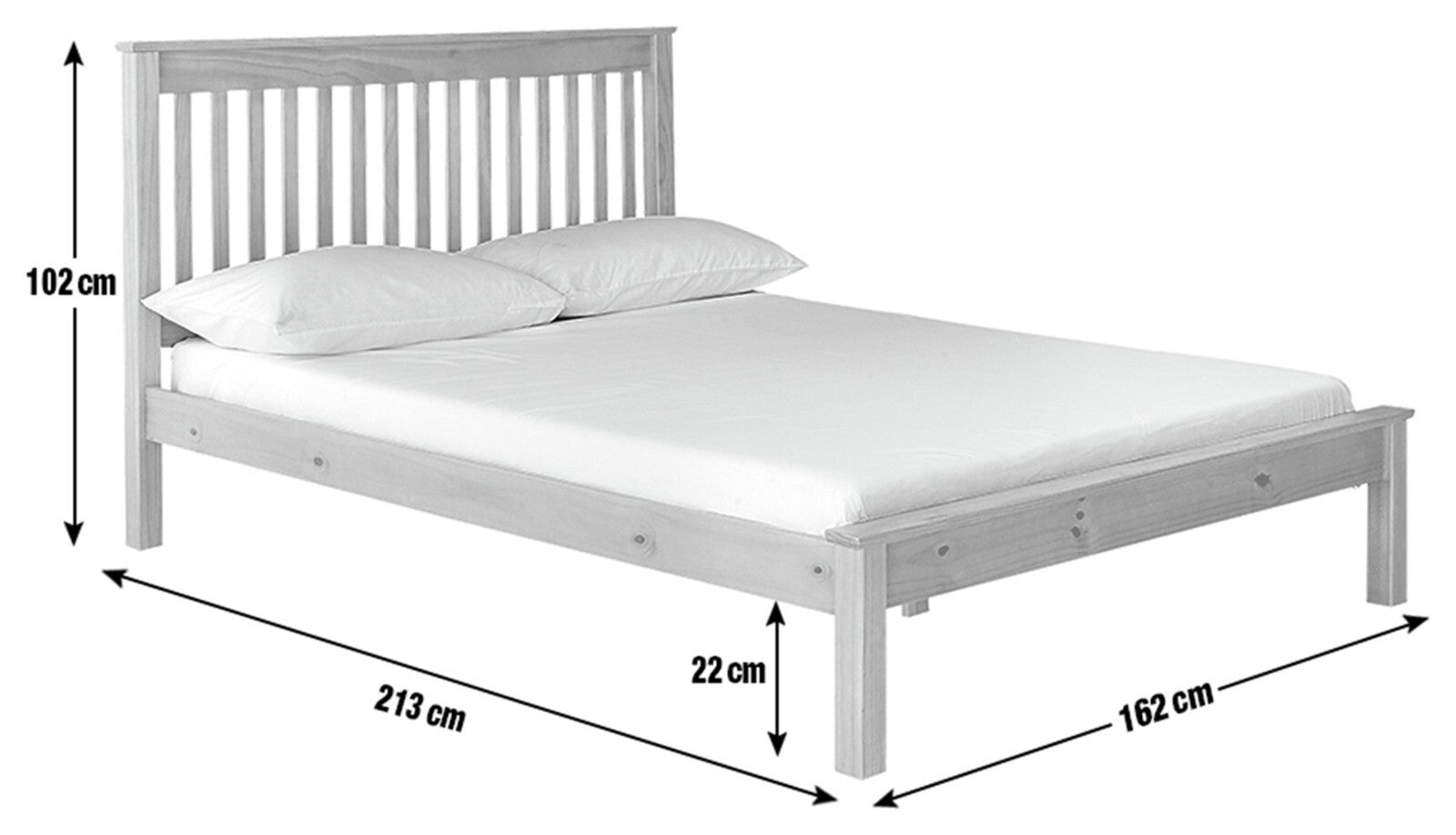 Aspley Kingsize Wooden Bed Frame - White (S)