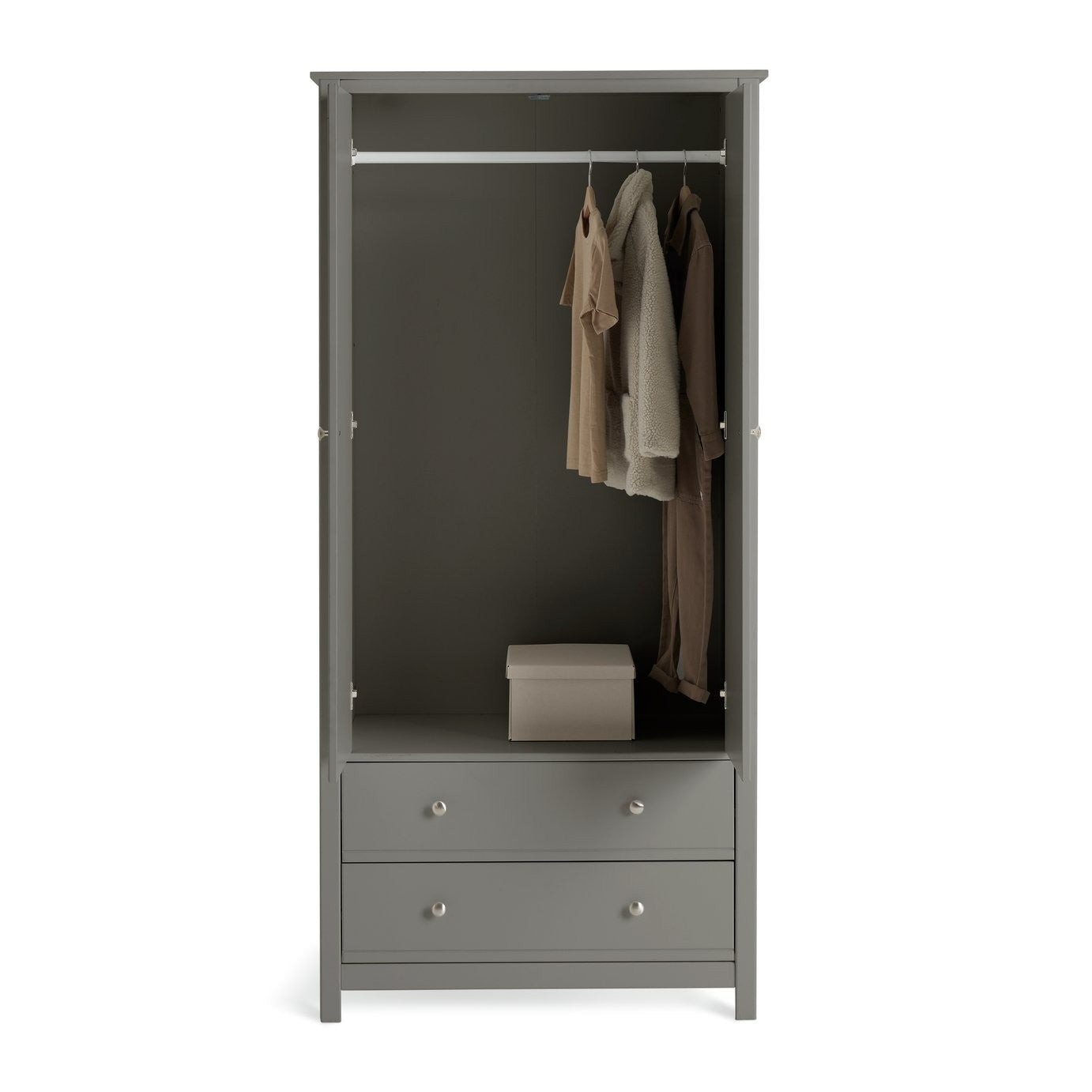 Brooklyn 2 Door 2 Drawer Wardrobe - Grey | Fashion Clothing Organization