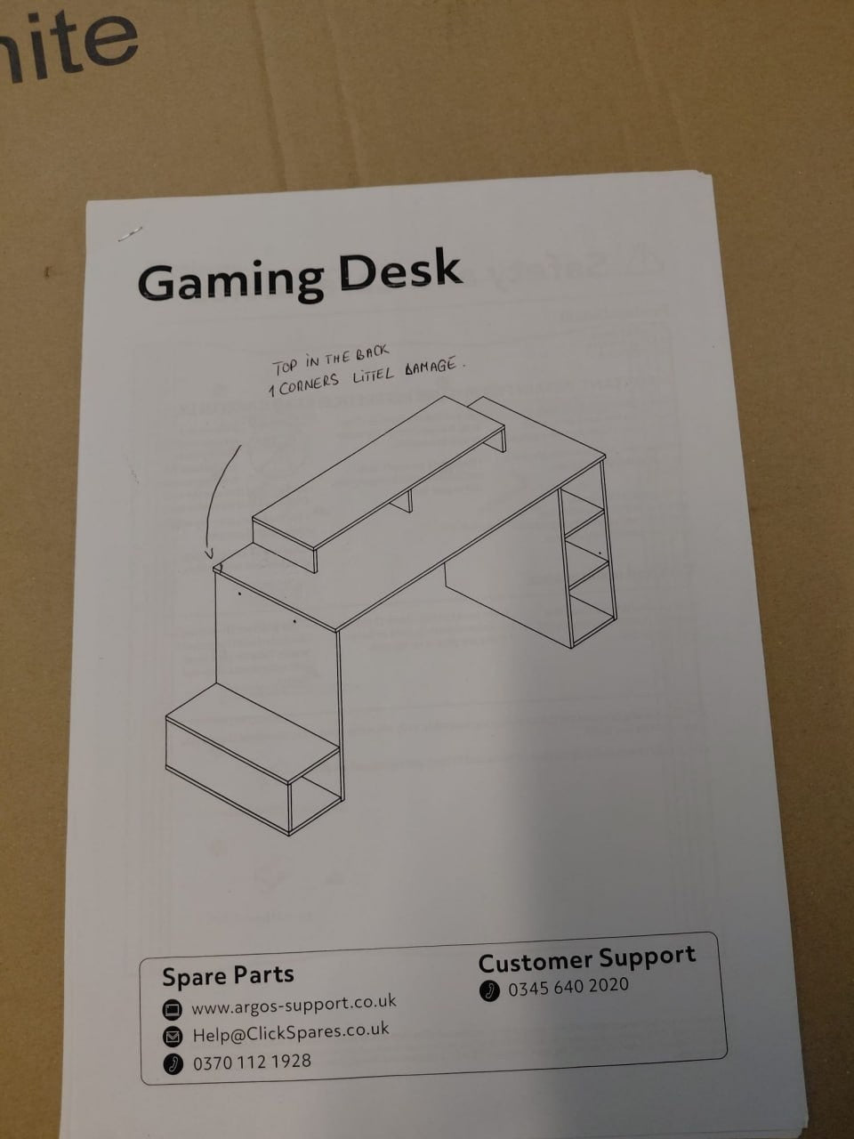 Gaming Desk - White ( B Grade 1046.)