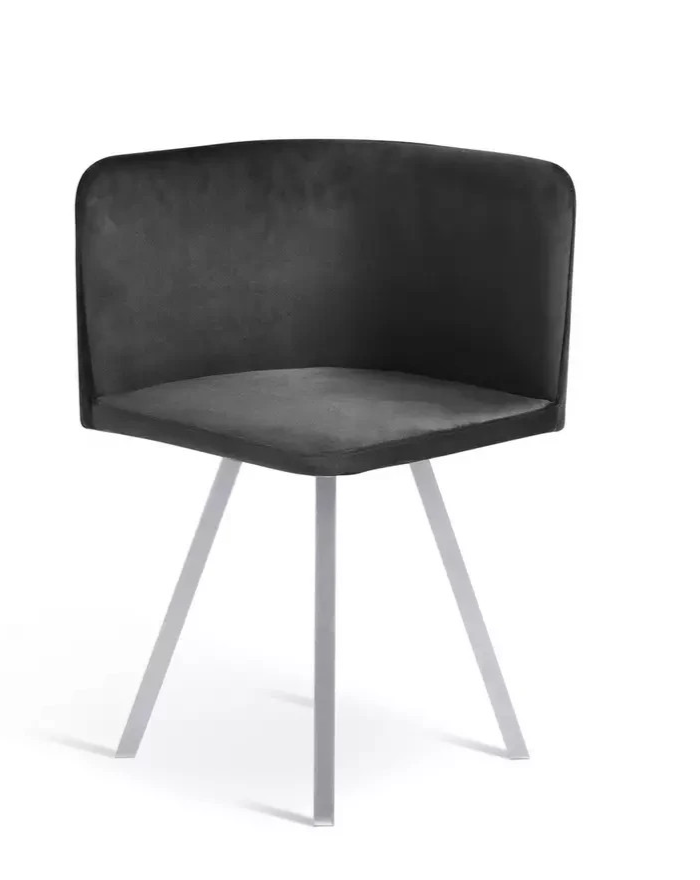 Home Elsie Chrome Dining Table & 4 Charcoal Chairs | Modern Dining Room Furnitur