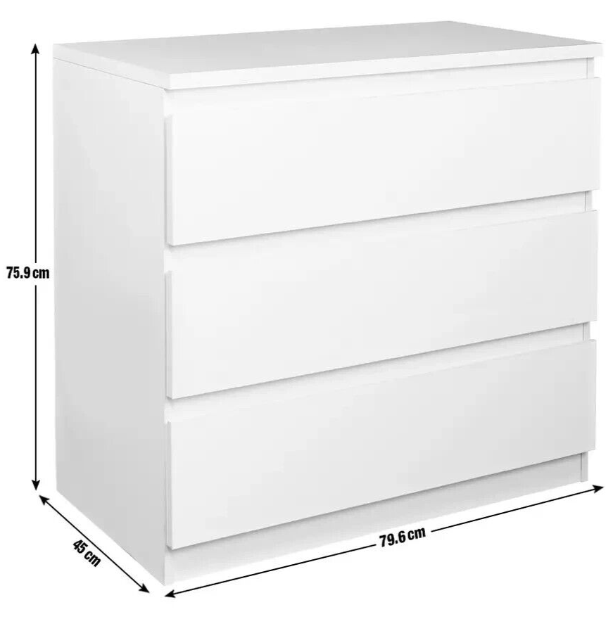 Habitat Jenson 3 Drawer Chest - Grey Gloss