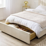 Home Pandora Double Drawer Storage Bed Frame - Cream | Stylish Bedroom Refresh