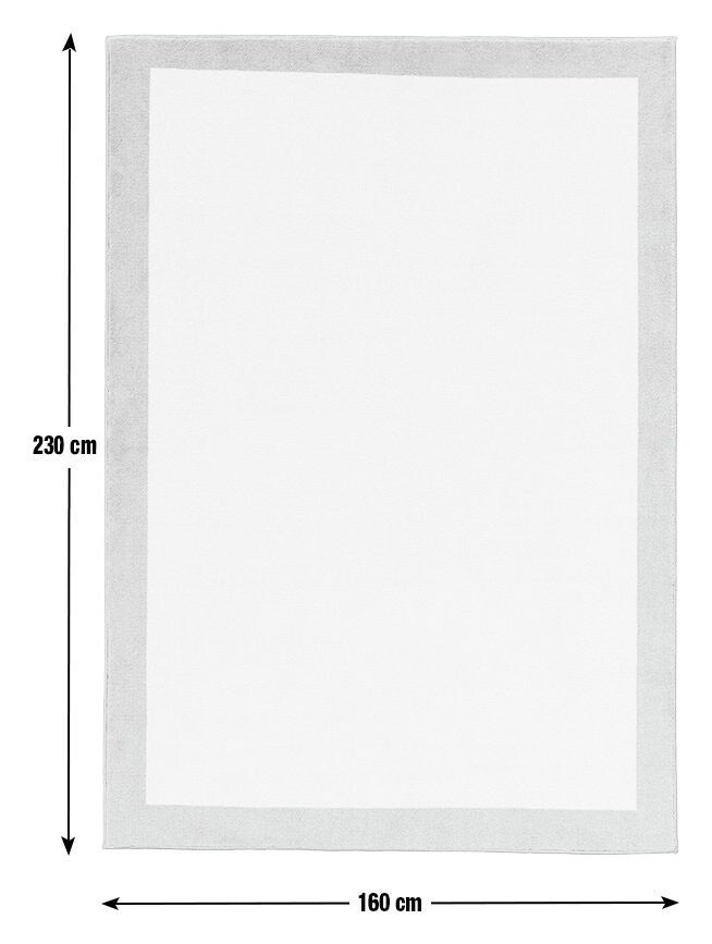Home Plain Border Grey Cut Pile Rug - 230x160cm