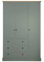 Home Kensington 3 Door 3 Drawer Wardrobe - Sage Green ( B Grade )