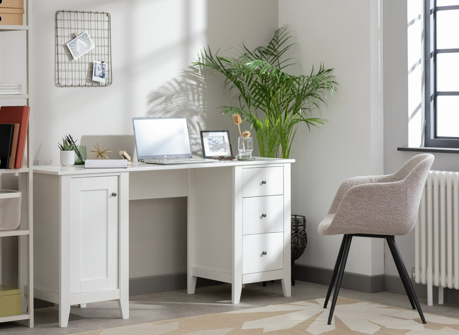 Minato 3 Drawer Office Desk - White | Modern workstation desk