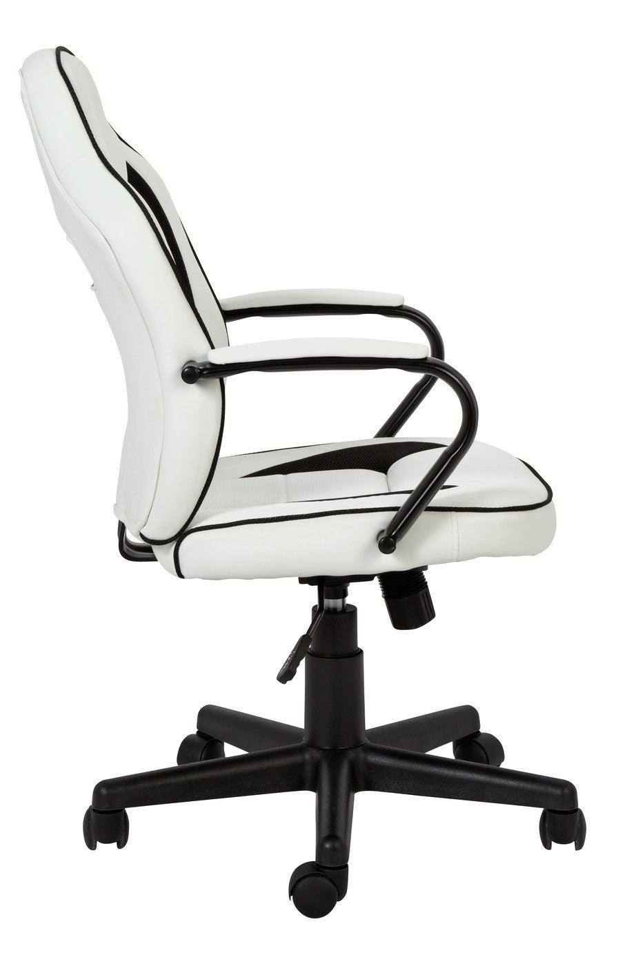 Faux Leather Mid Back Gaming Chair -White & Black | Workspace Coolness Quality