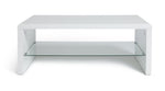 Home Sleigh 1 Shelf Coffee Table - White Gloss | Organized Magazine Area