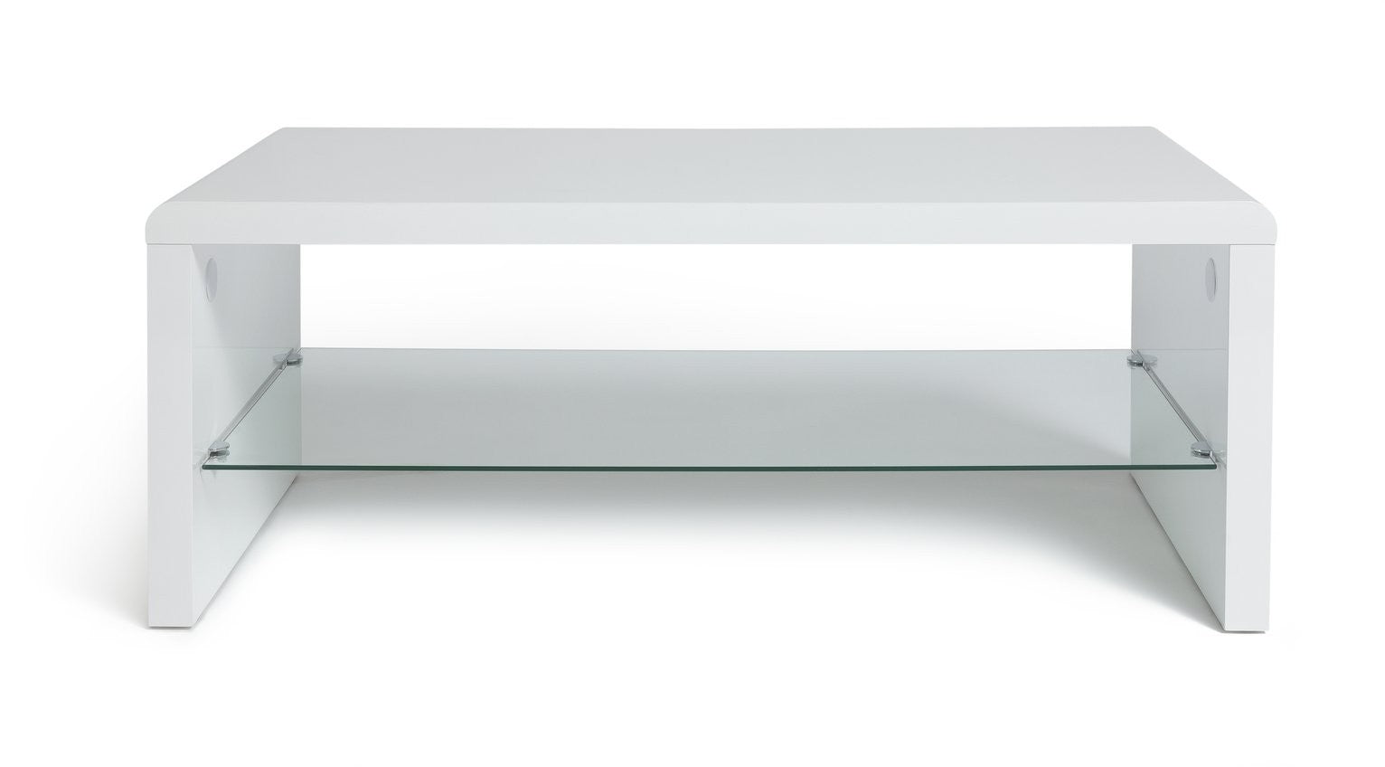 Home Sleigh 1 Shelf Coffee Table - White Gloss | Organized Magazine Area