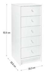 Home Malibu 5 Drawer Tallboy - Black Oak Effect |Tallboy Black Oak Effect