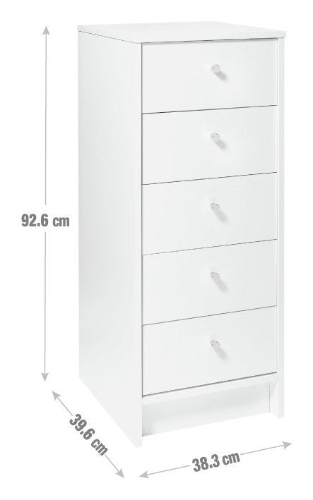 Home Malibu 5 Drawer Tallboy - Black Oak Effect |Tallboy Black Oak Effect