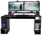 Home Gaming Desk - Black| Sturdy Study Workstation PC Table Office Room Decor