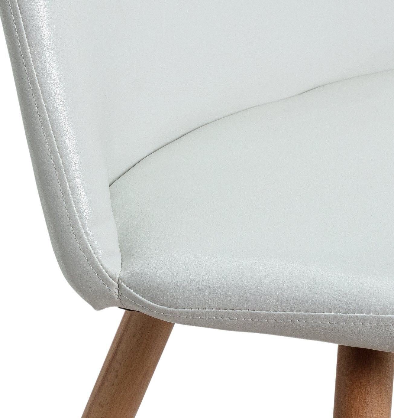 Habitat Quattro Modern Round Dining Table and 4 Chairs in White Faux Leather