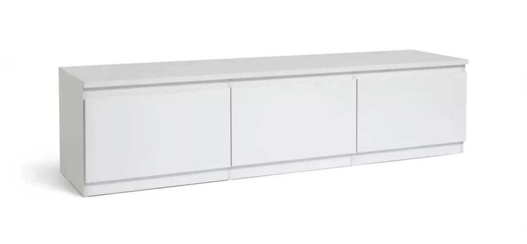 Jenson 3 Door Large TV Unit - White Gloss | Modern Living Room Unit