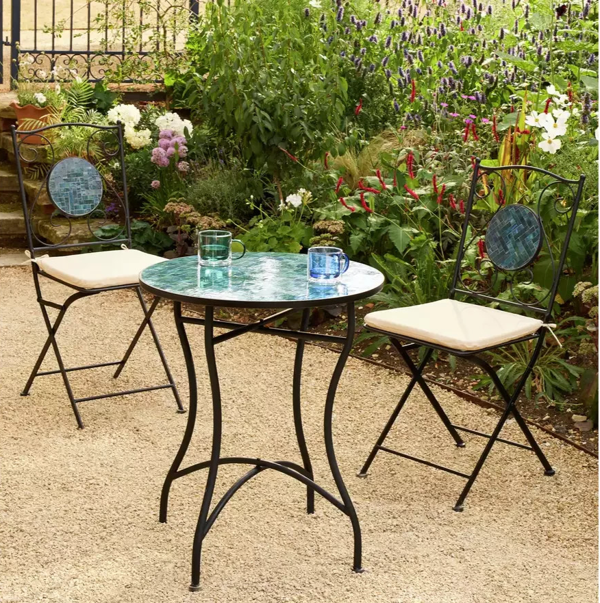Home Mosaic 2 Seater Metal Garden Bistro Set | Outdoor Patio Furniture Set