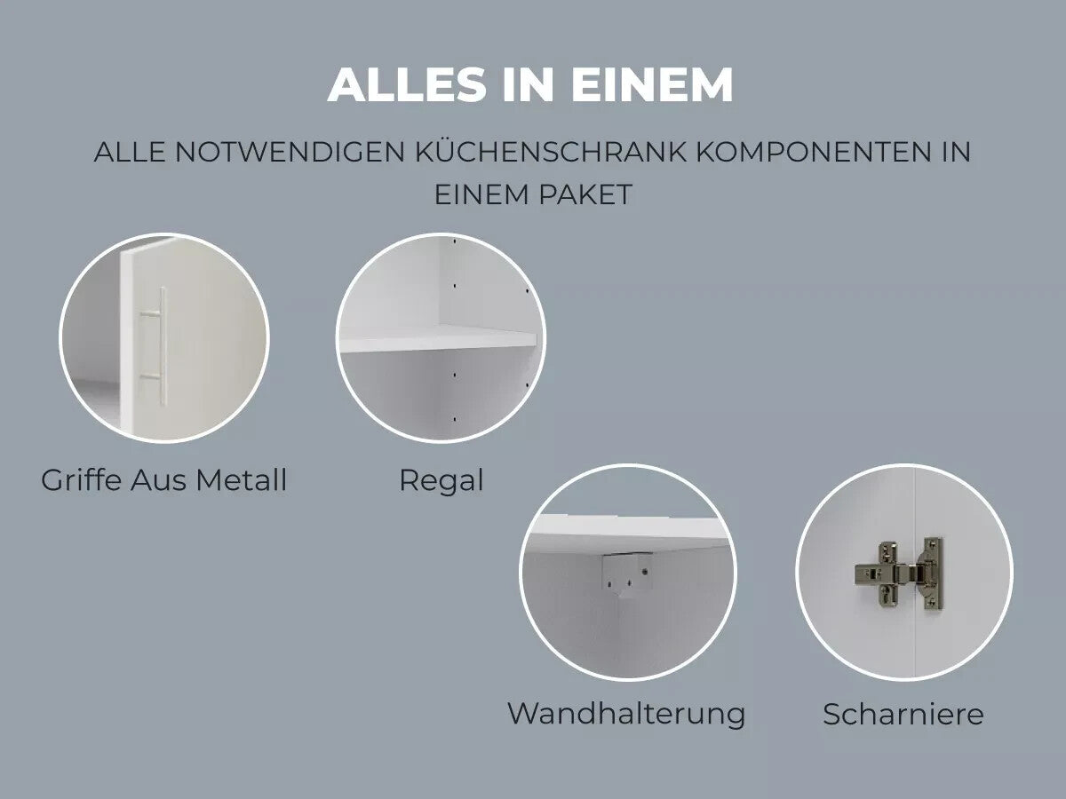 Küchen Hängeschrank 50cm Weiß Matt – Oberschrank Küche Wandmontage Schrank