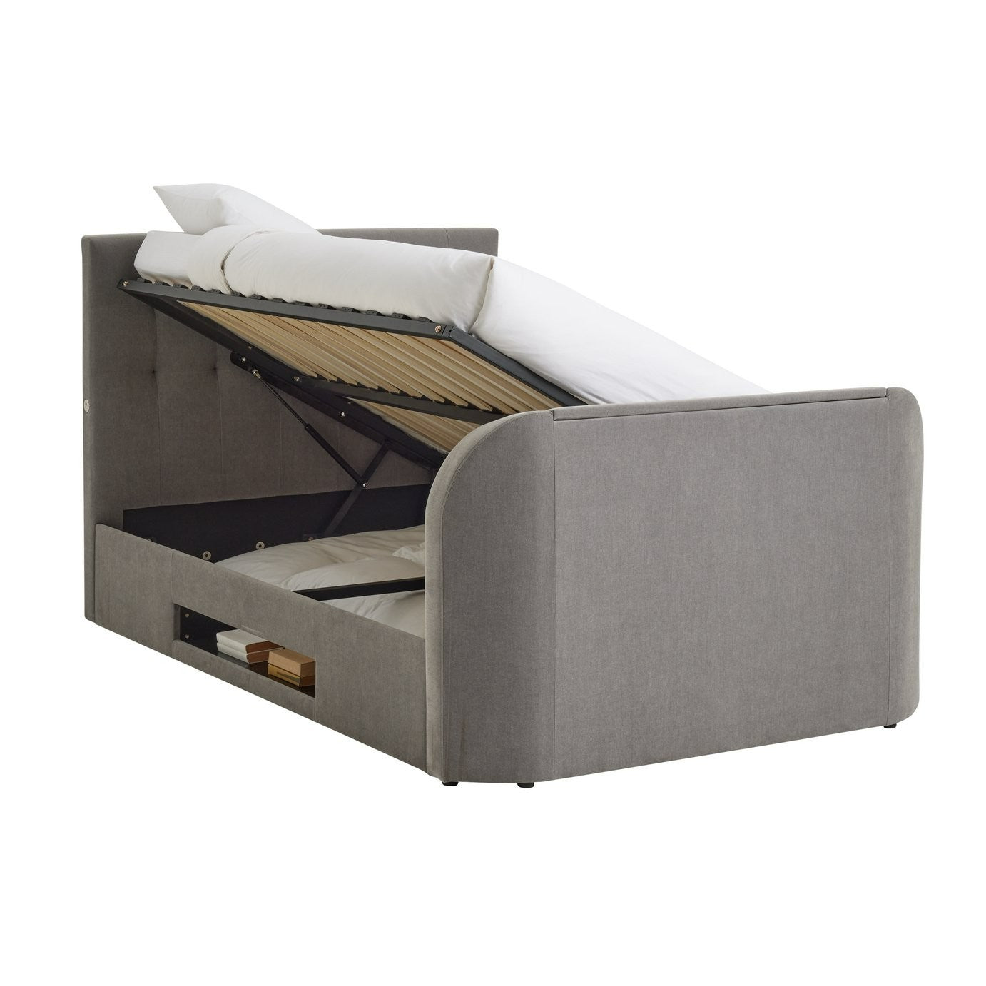 Home Bentley Superking 2.1 Sound TV Ottoman Bed - Grey |Bed with Sound System
