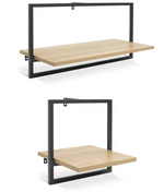 Home Loft Living Set of 2 Metal Shelves Oak | Wall Mounted Storage Shelving Furn