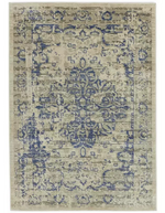Traditional Natural & Blue Rug | 160x230cm | Traditional Living Room Bedroom Rug
