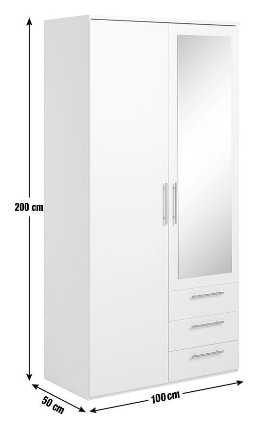 Home Brisbane 2 Door3 Drawer Mirror Wardrobe – GreyOak | Modern Bedroom Storage
