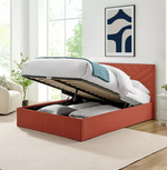Home Luca Double End Lift Ottoman Bed - Orange | Storage Bed Frame Bedroom