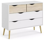 Tvilum Oslo 4 Drawer Chest White & Oak | Bedroom Storage Chest of Drawers