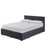 Heathdon 4 Drawer Kingsize Fabric Bed Frame- Grey