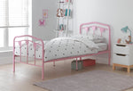 Home Hearts Single Metal Bed Frame - Pink | Pink Kids Bed Frame Metal Girls