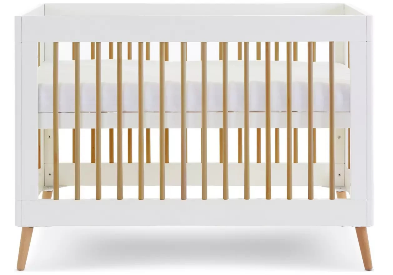 Obaby Maya Mini Cot Bed White | Baby Nursery Cot Bed Furniture