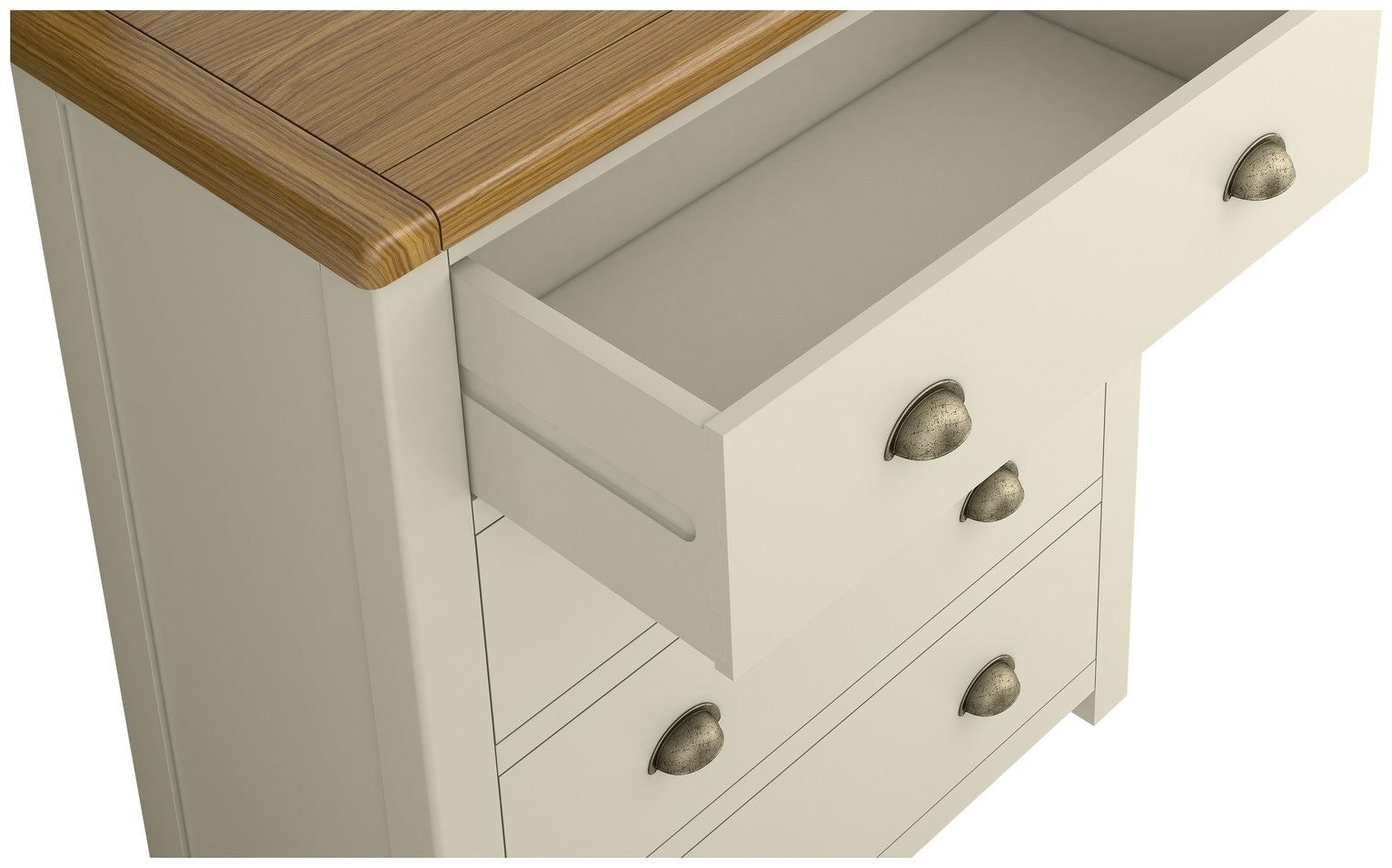Home Kent 4 Wide Chest of Drawer - Cream and Oak | Cream Chest with Oak Top
