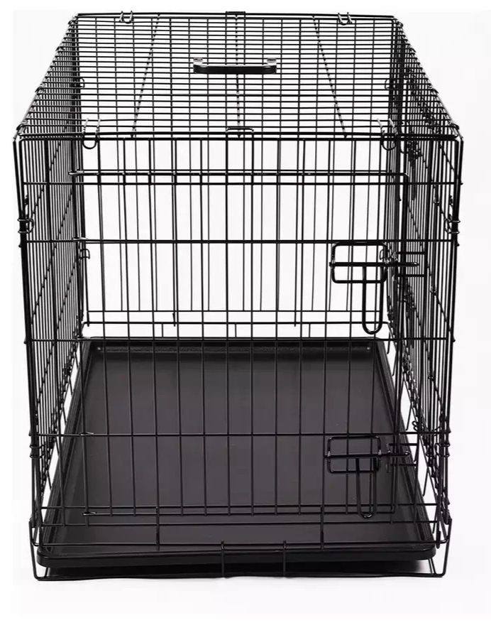 Double Door 30 Inch Pet Cage Medium | Metal Dog Crate Animal Kennel Furniture