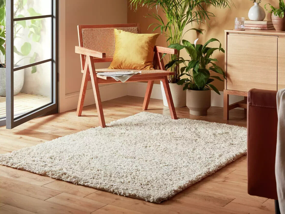 Habitat Recycled Cosy Plain Shaggy Rug - 160x230cm - Ivory