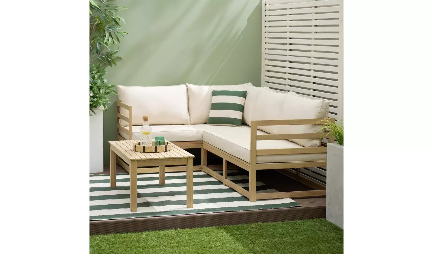 Evissa 5 Seater Wooden Garden Corner Sofa Set (B Grade)