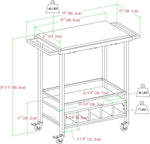 Modern Industrial Bar Serving Cart - White Marble & Dark Walnut
