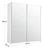 Holsted Mirrored 180cm Sliding Wardrobe - White | Closet Interior Style Storage