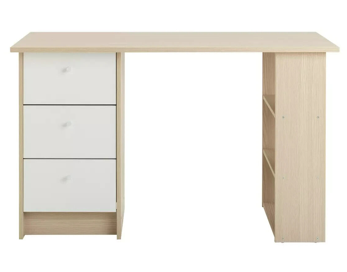 Kids Malibu 3 Drawers Desk - White and Acacia ( B Grade 40182 )