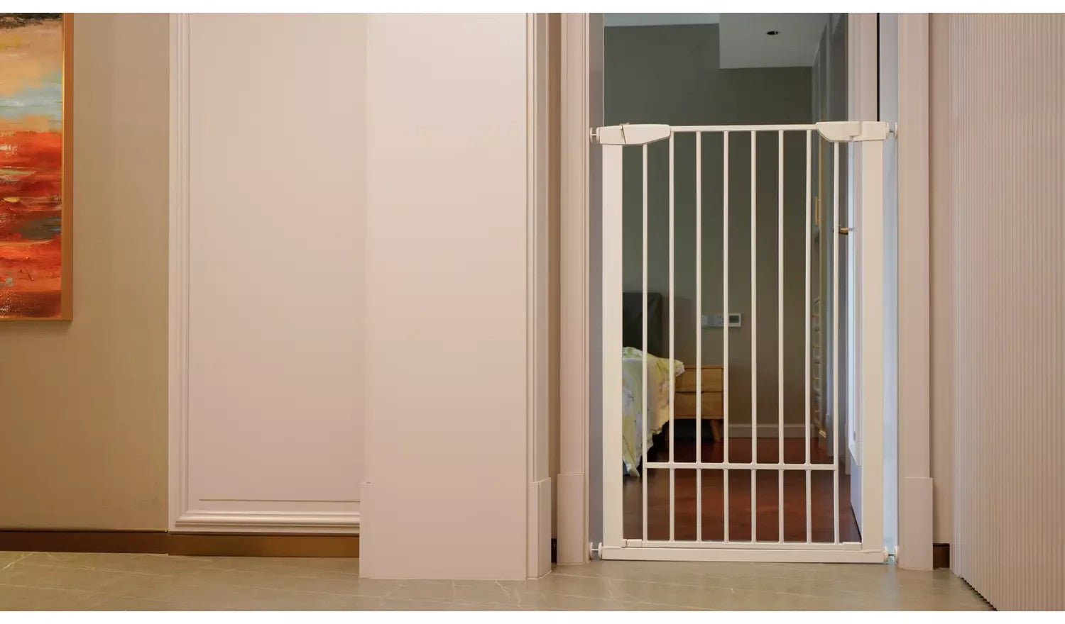 Extra Tall Pressure Fit Pet Gate White | Safety Gate for Dogs & Pets