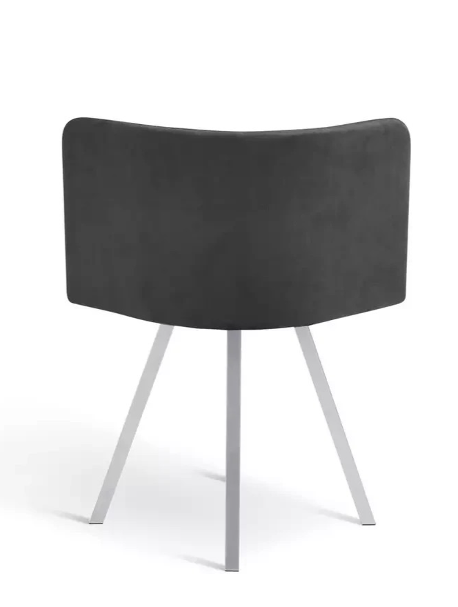 Home Elsie Chrome Dining Table & 4 Charcoal Chairs | Modern Dining Room Furnitur