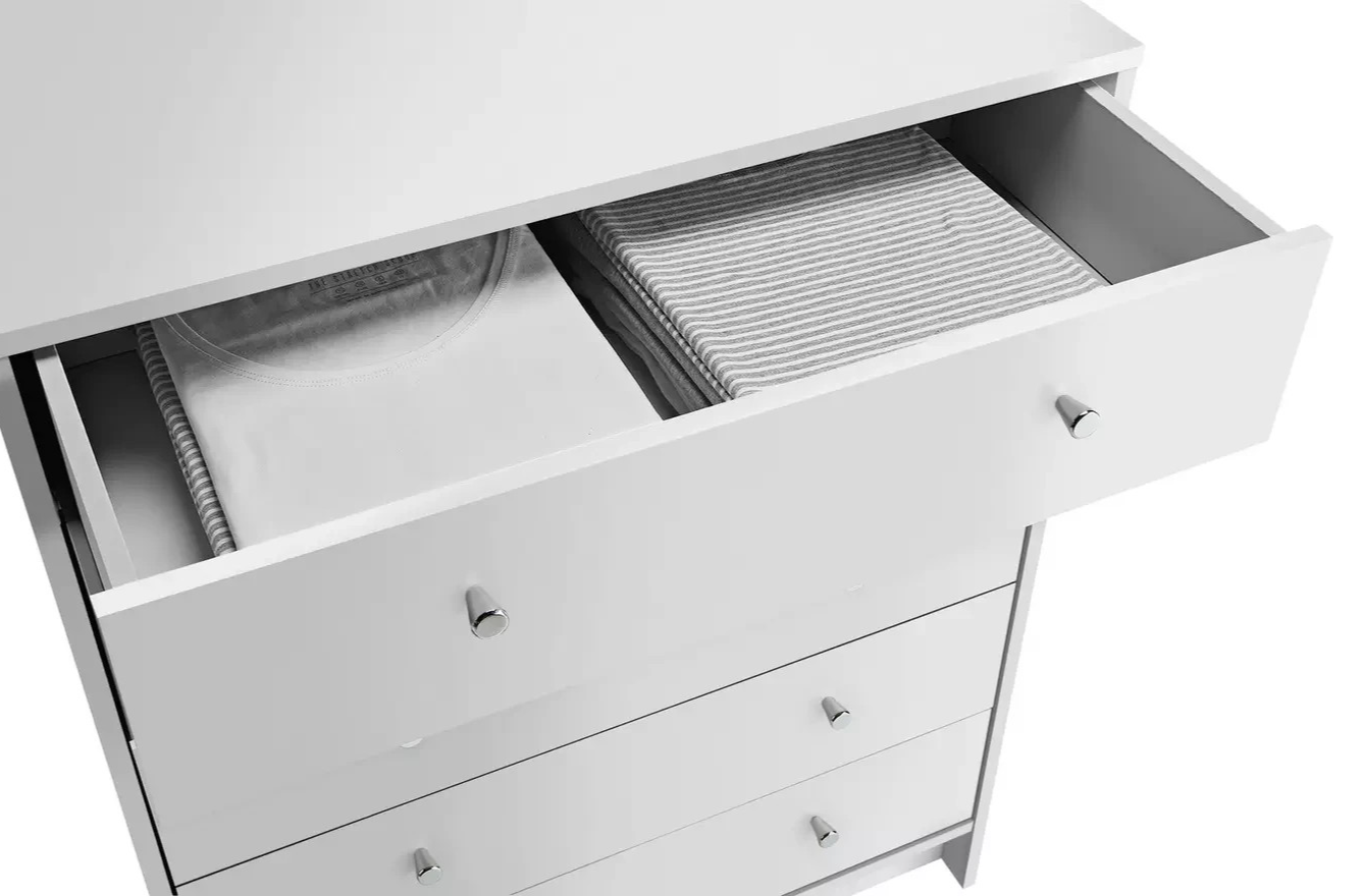 Malibu 4 Drawer Chest White | Bedroom Storage Furniture Unit