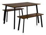 Railo Walnut Dining Table & 2 Walnut Benches | Wooden Dining Room Furniture Set