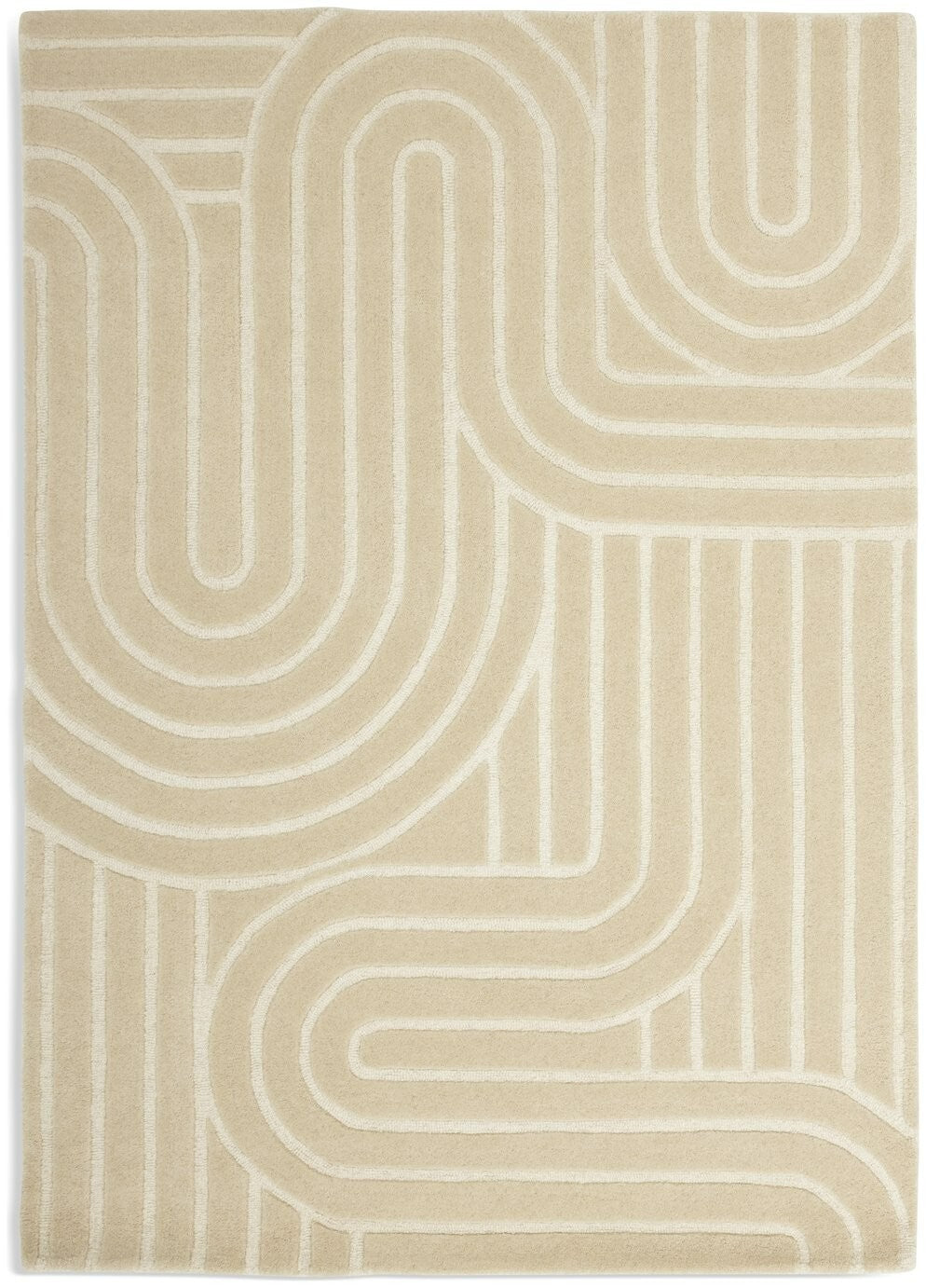 Mirage Carved Cream Cut Pile Rug - 230x160cm